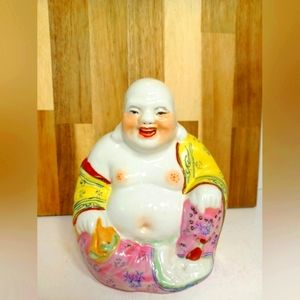Vintage Jingdezhen Porcelain Happy Buddha China Hand-Painted RARE Special Gift